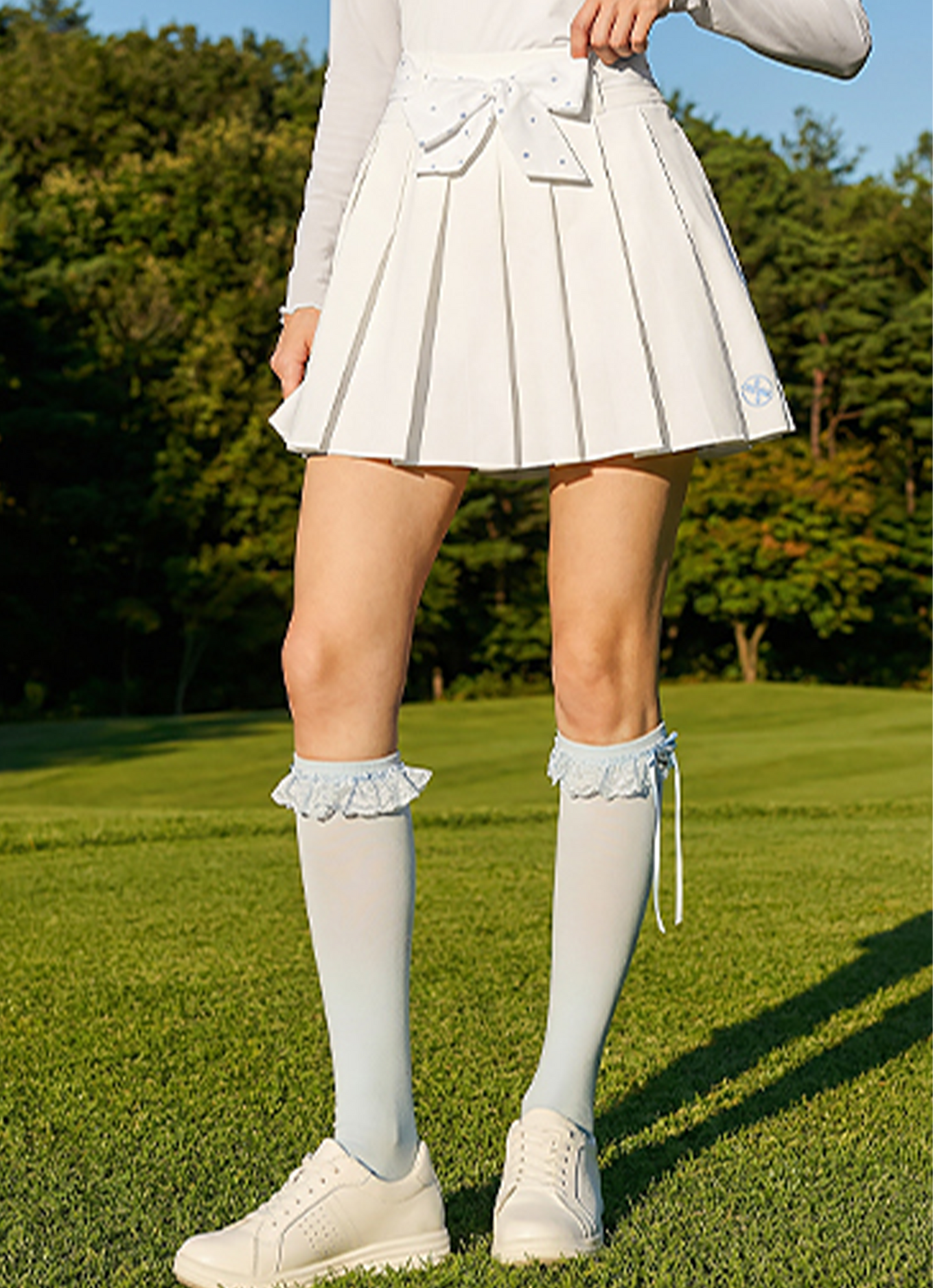 Dot Belt Pleats Skirts