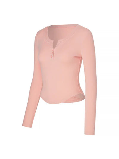 Soft Ribbed Button Long Sleeve