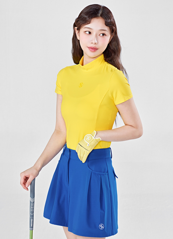 Golf Ribbed Mock Neck Slim Fit Short Sleeve