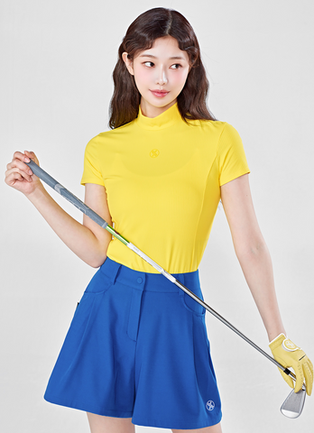 Golf Ribbed Mock Neck Slim Fit Short Sleeve