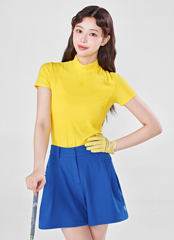 Golf Ribbed Mock Neck Slim Fit Short Sleeve
