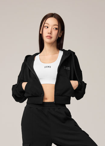Warm Cotton Crop Hood Zip-up