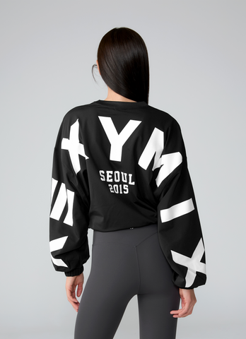 Lettering Loose-Fit Cropped Sweatshirt