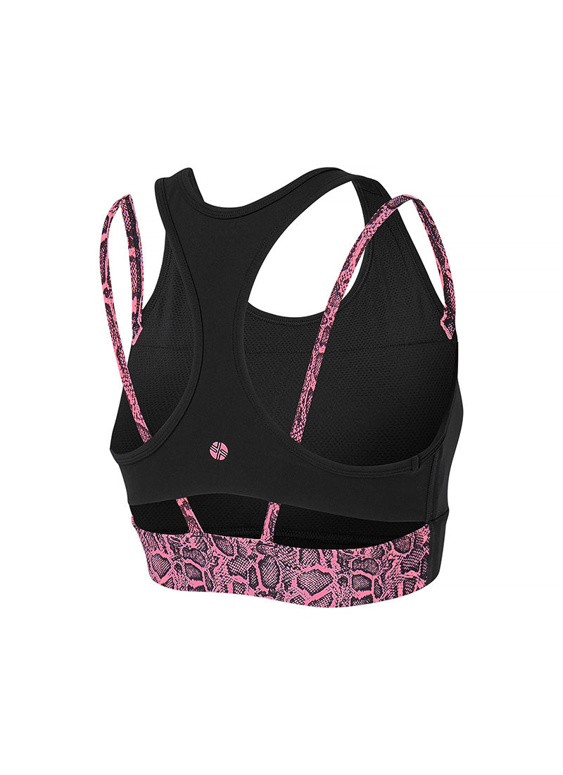 Black Label Signature Power Rise Python Colorblock Bra Top