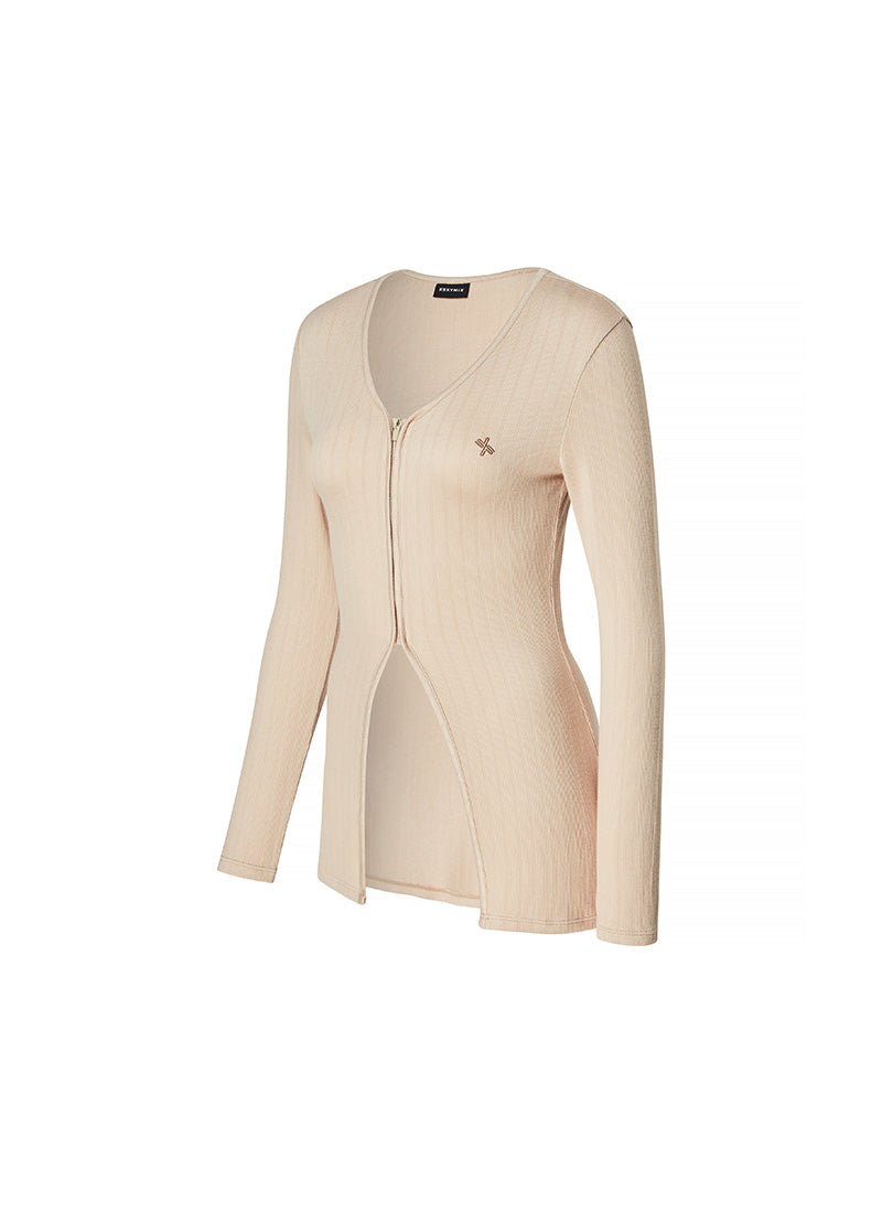 Ribbed Tension Zip-up Cover Cardigan