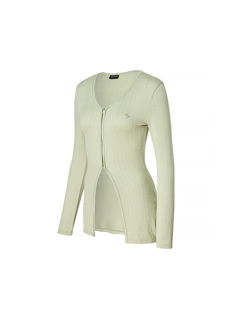 Ribbed Tension Zip-up Cover Cardigan