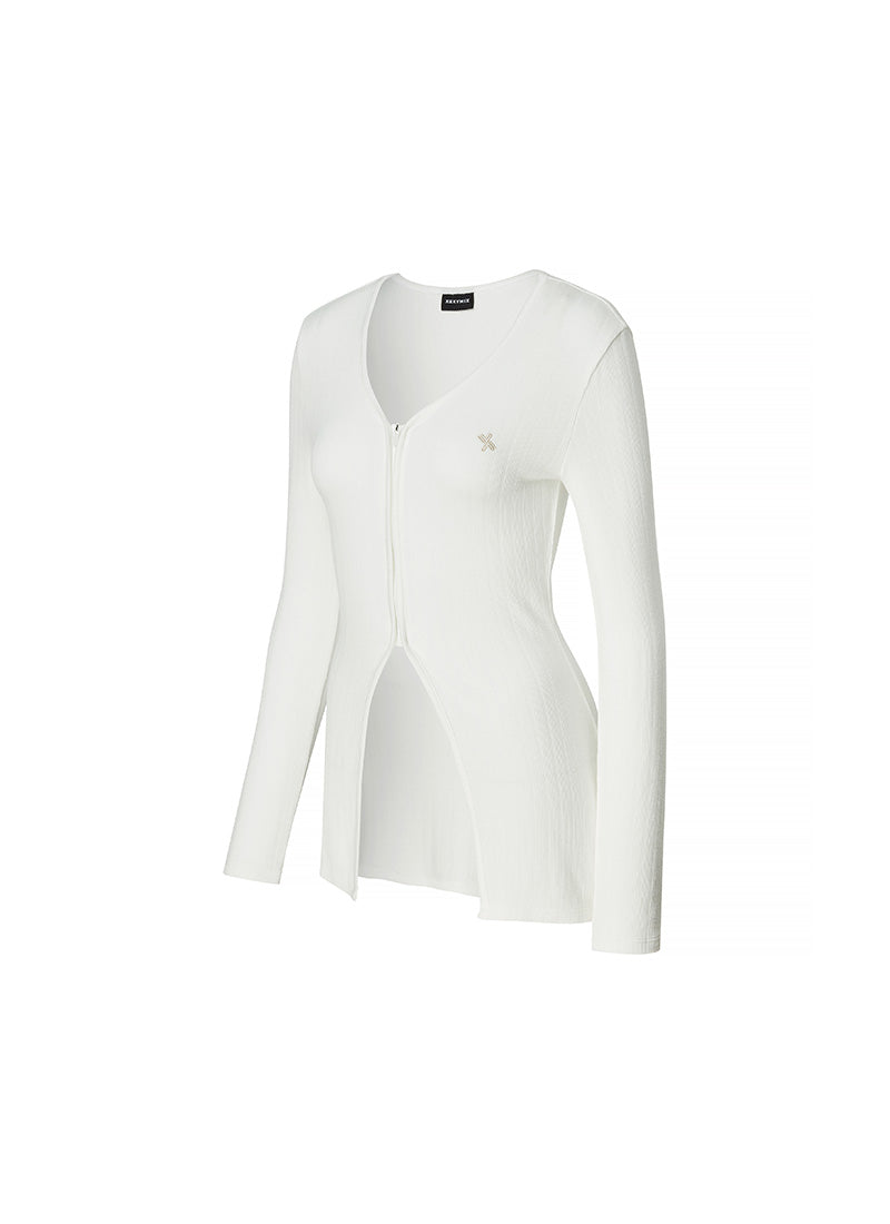 Ribbed Tension Zip-up Cover Cardigan