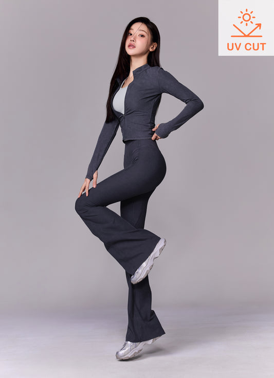 Washing Ribbed Flare Bootcut Leggings