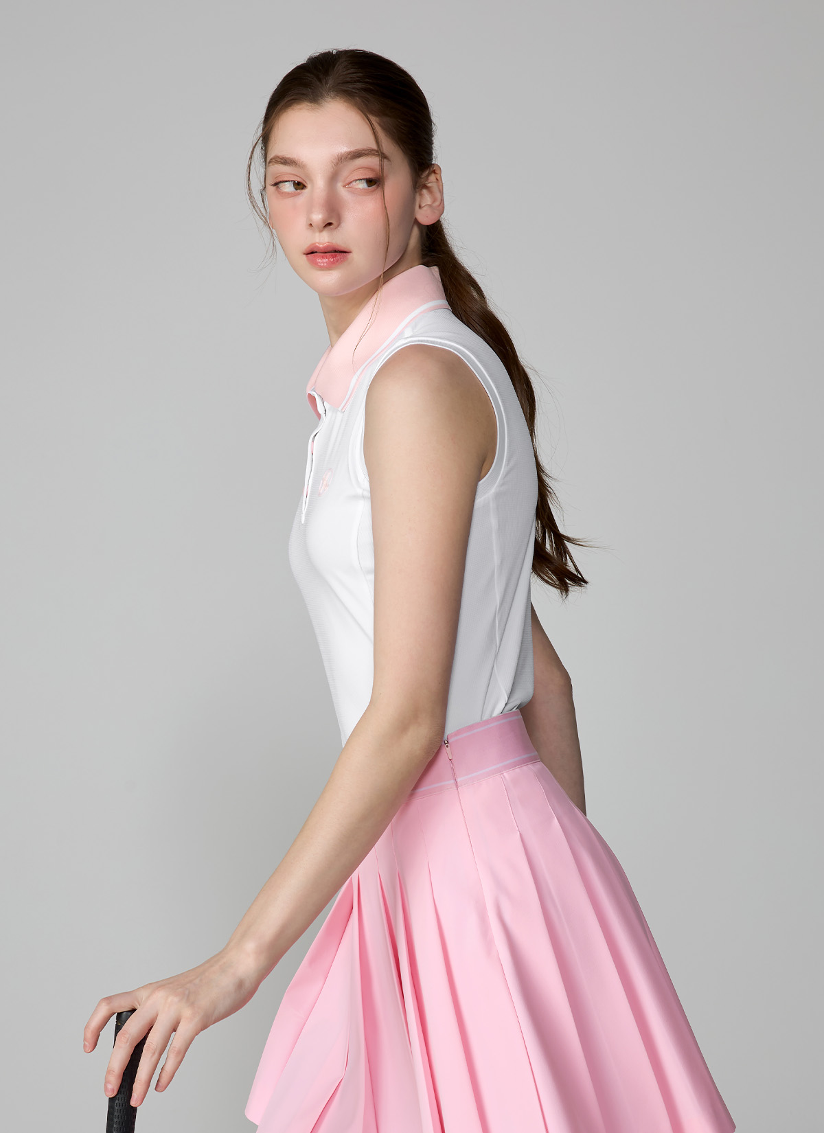Color Block Collar Sleeveless Polo Shirt