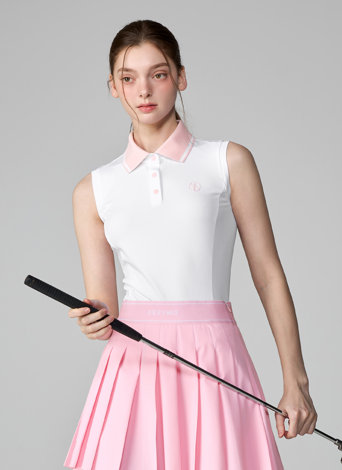 Color Block Collar Sleeveless Polo Shirt