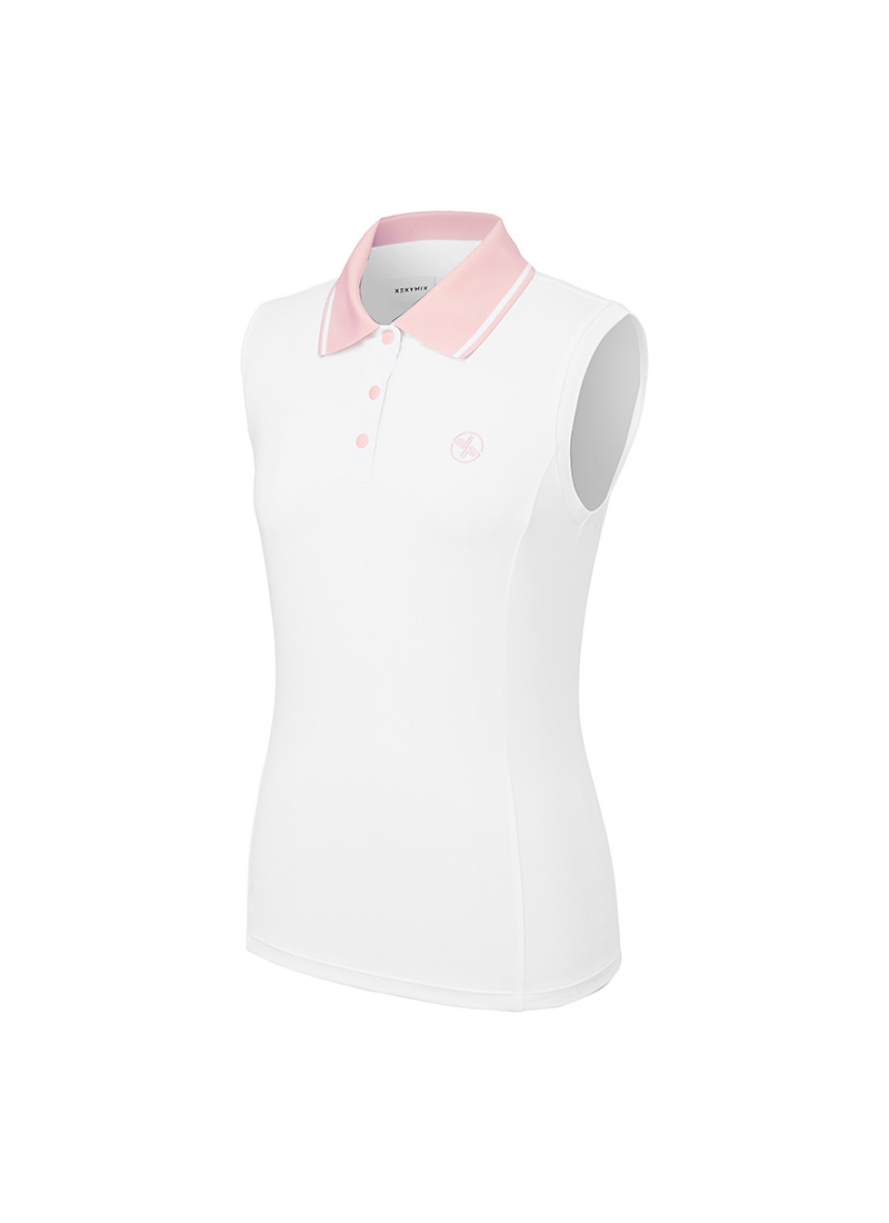 Color Block Collar Sleeveless Polo Shirt