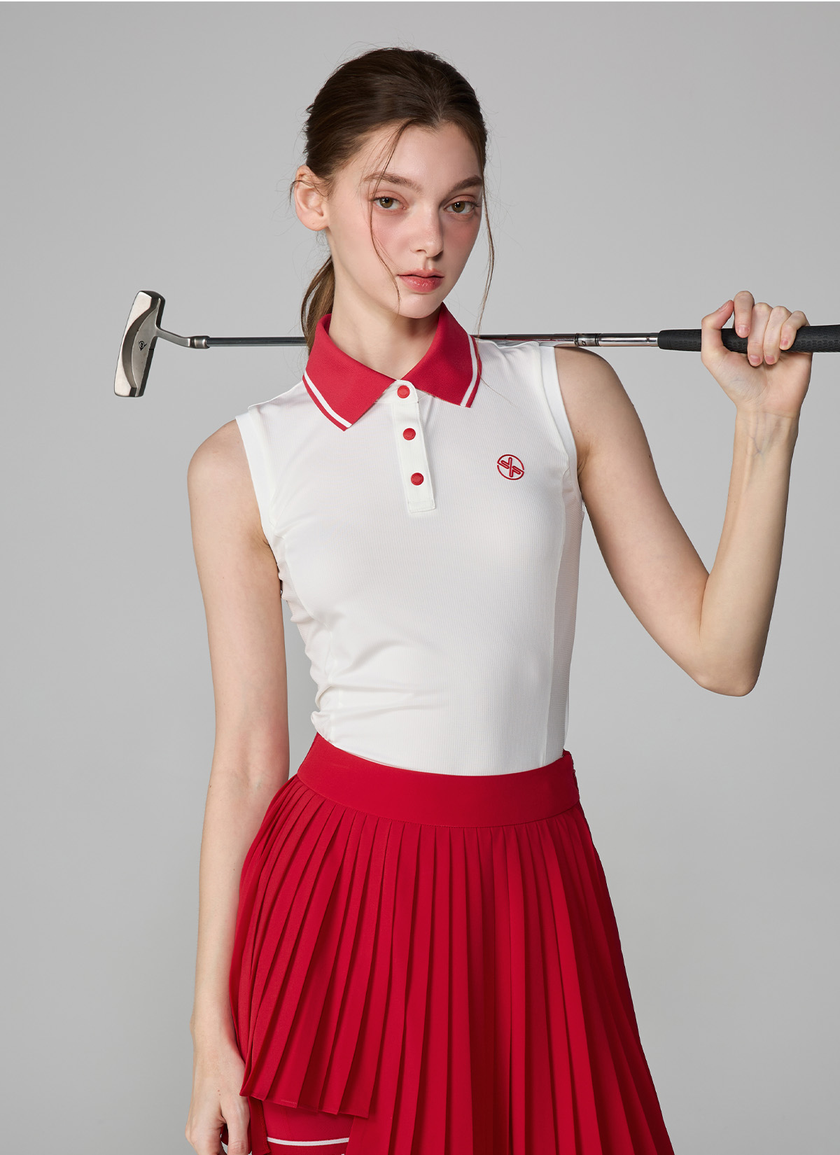Color Block Collar Sleeveless Polo Shirt