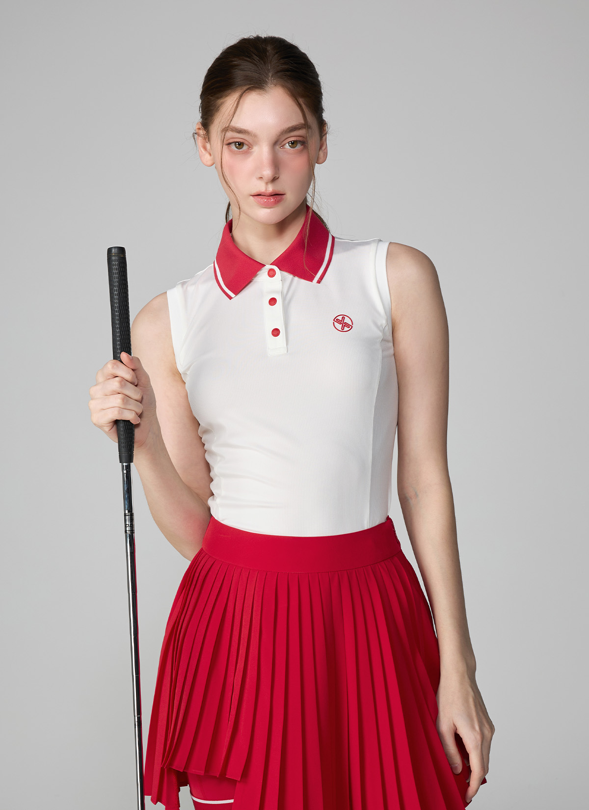Color Block Collar Sleeveless Polo Shirt