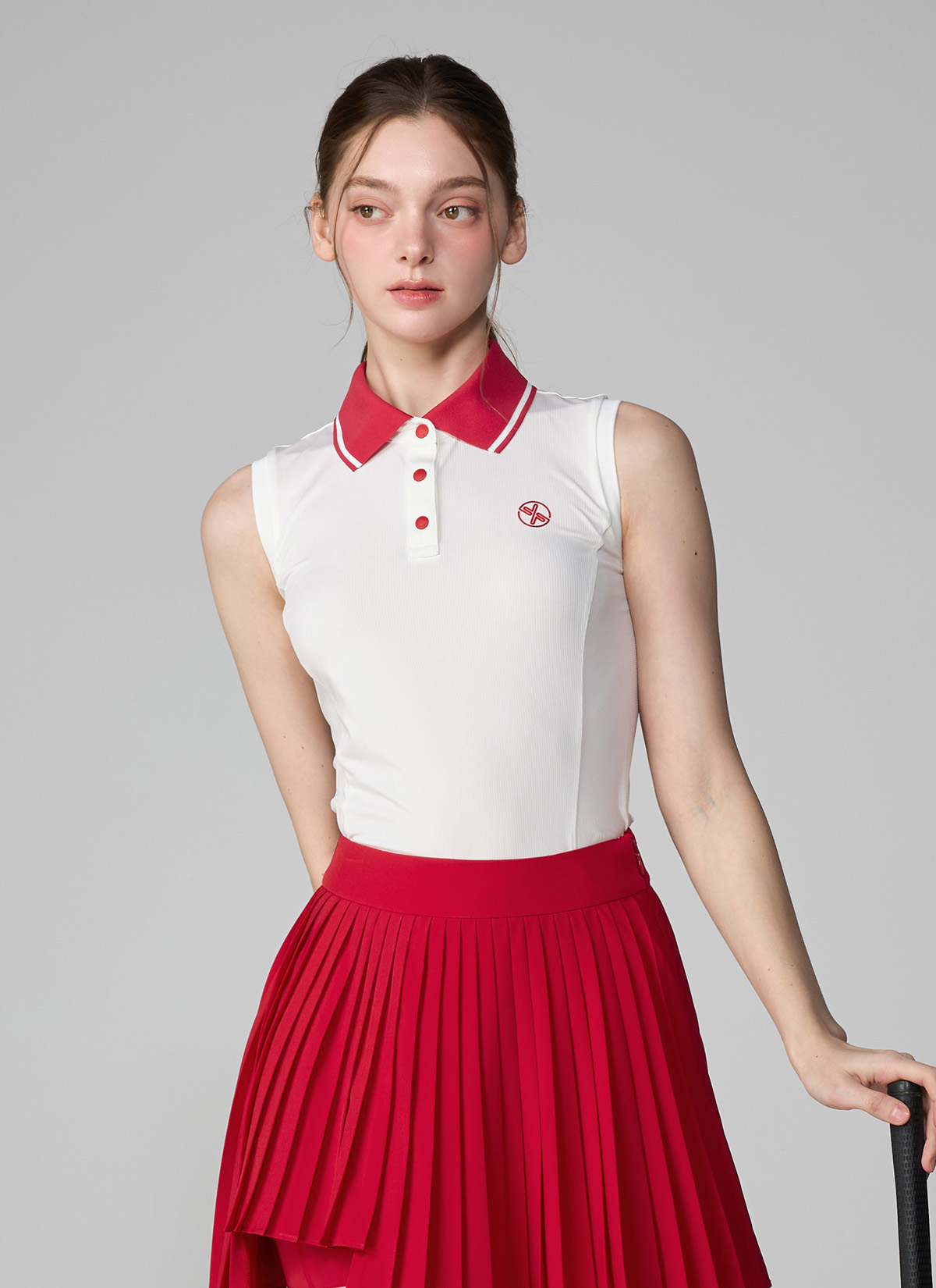 Color Block Collar Sleeveless Polo Shirt