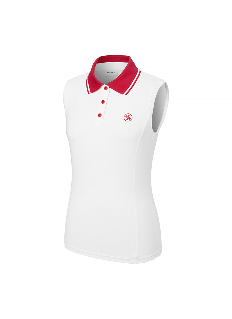 Color Block Collar Sleeveless Polo Shirt