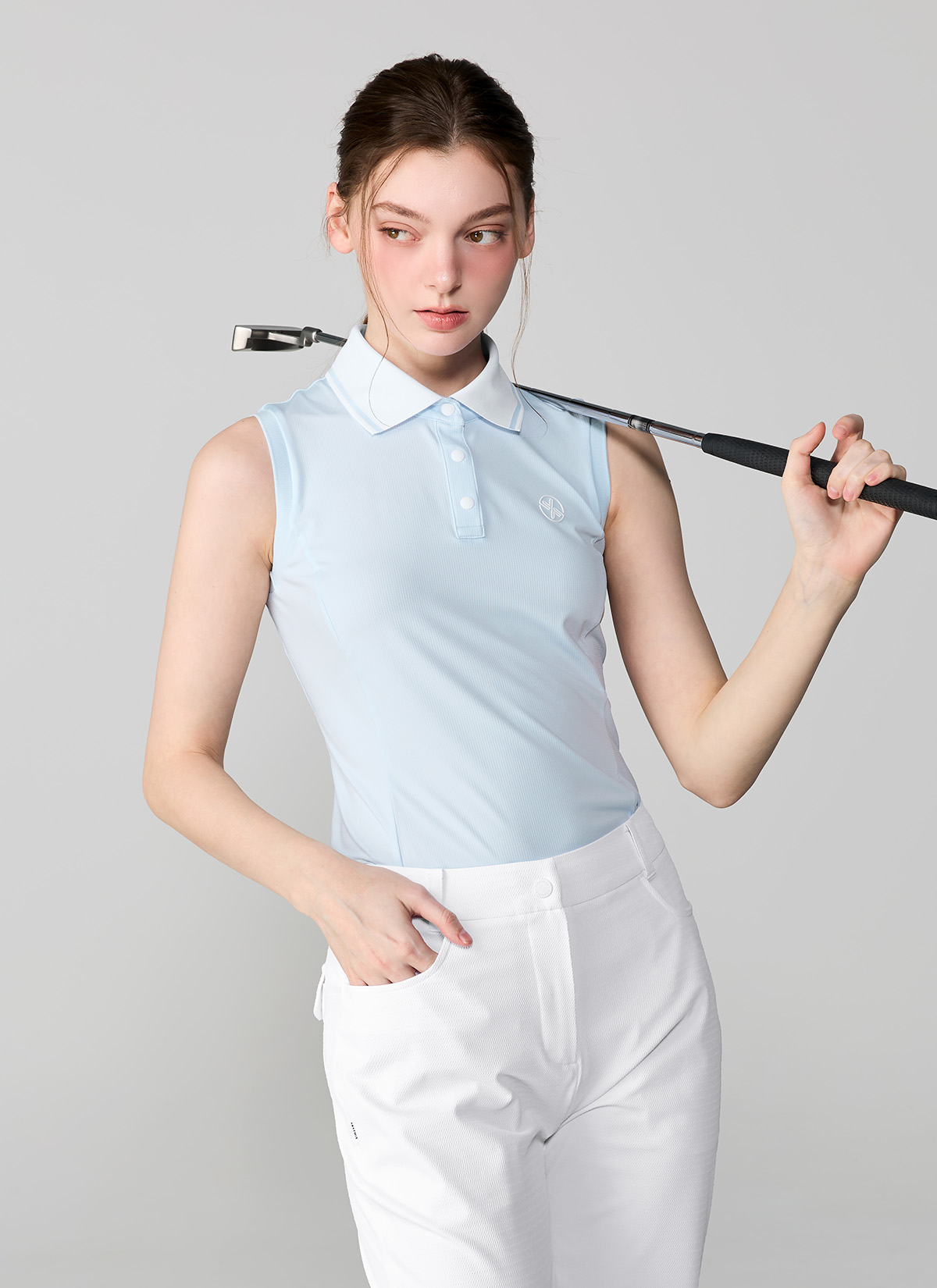 Color Block Collar Sleeveless Polo Shirt