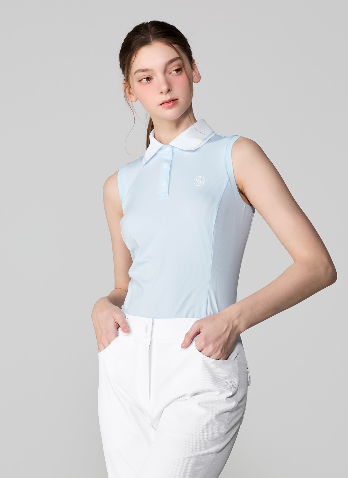 Color Block Collar Sleeveless Polo Shirt