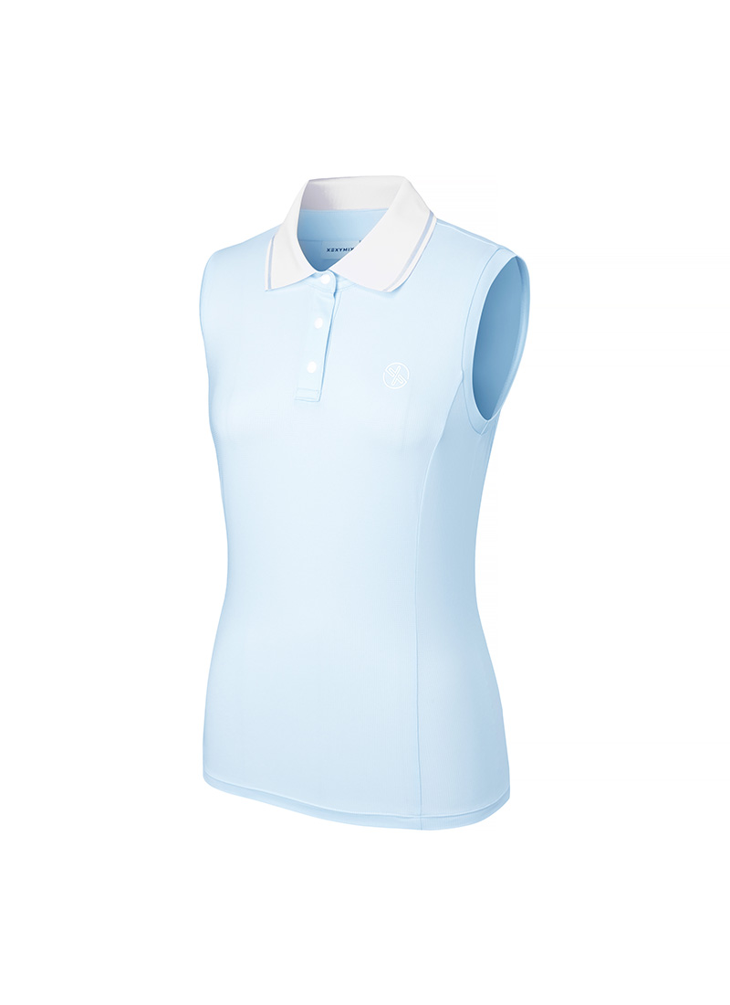 Color Block Collar Sleeveless Polo Shirt