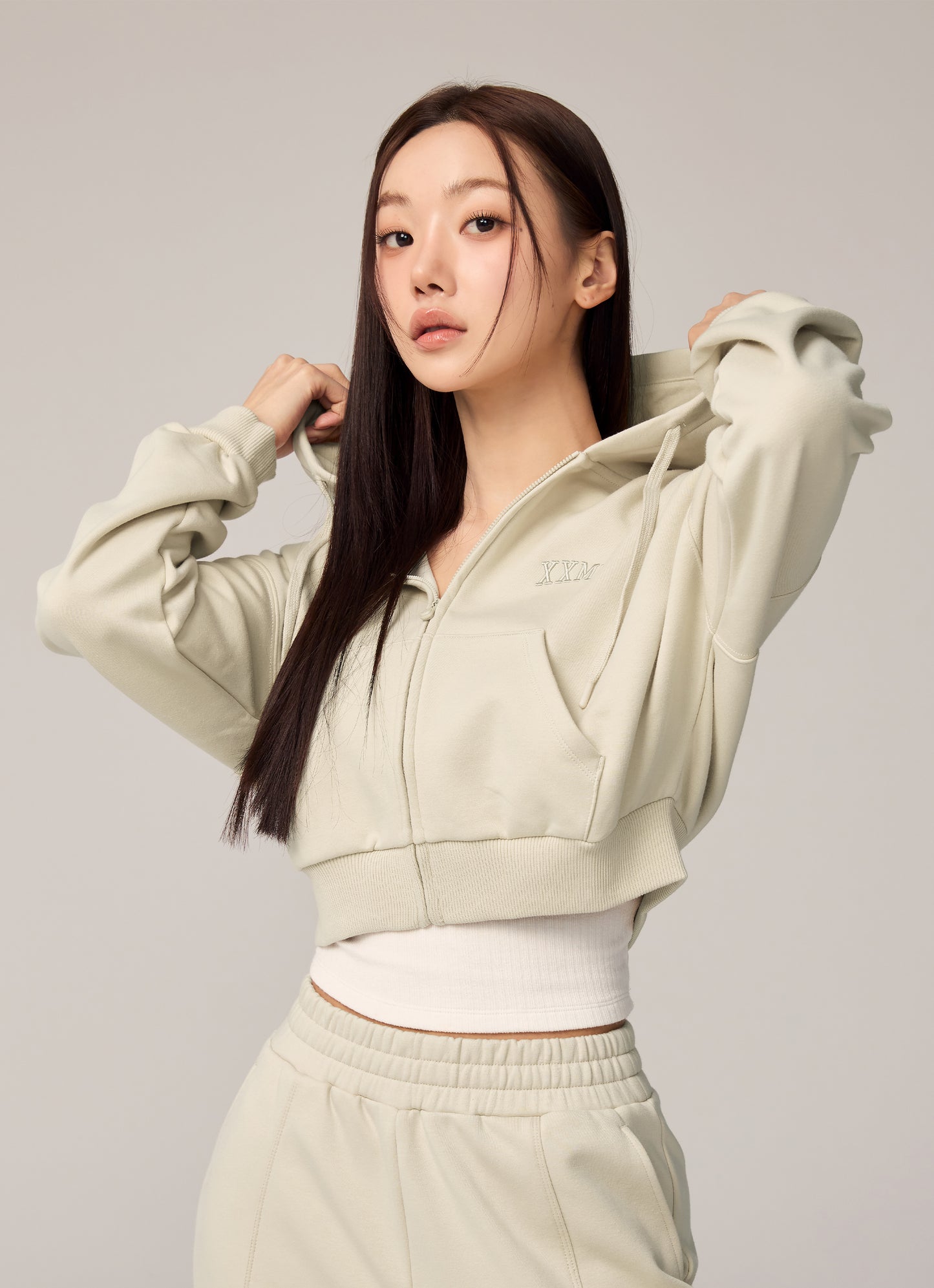 Warm Cotton Crop Hood Zip-up