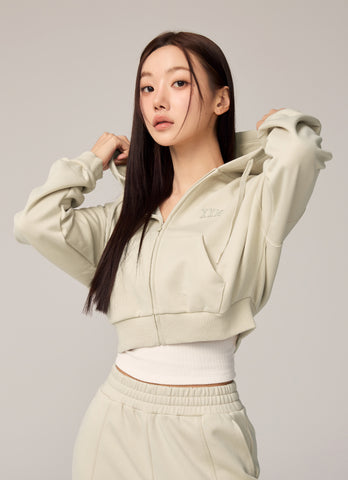 Warm Cotton Crop Hood Zip-up