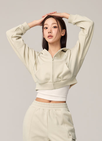 Warm Cotton Crop Hood Zip-up
