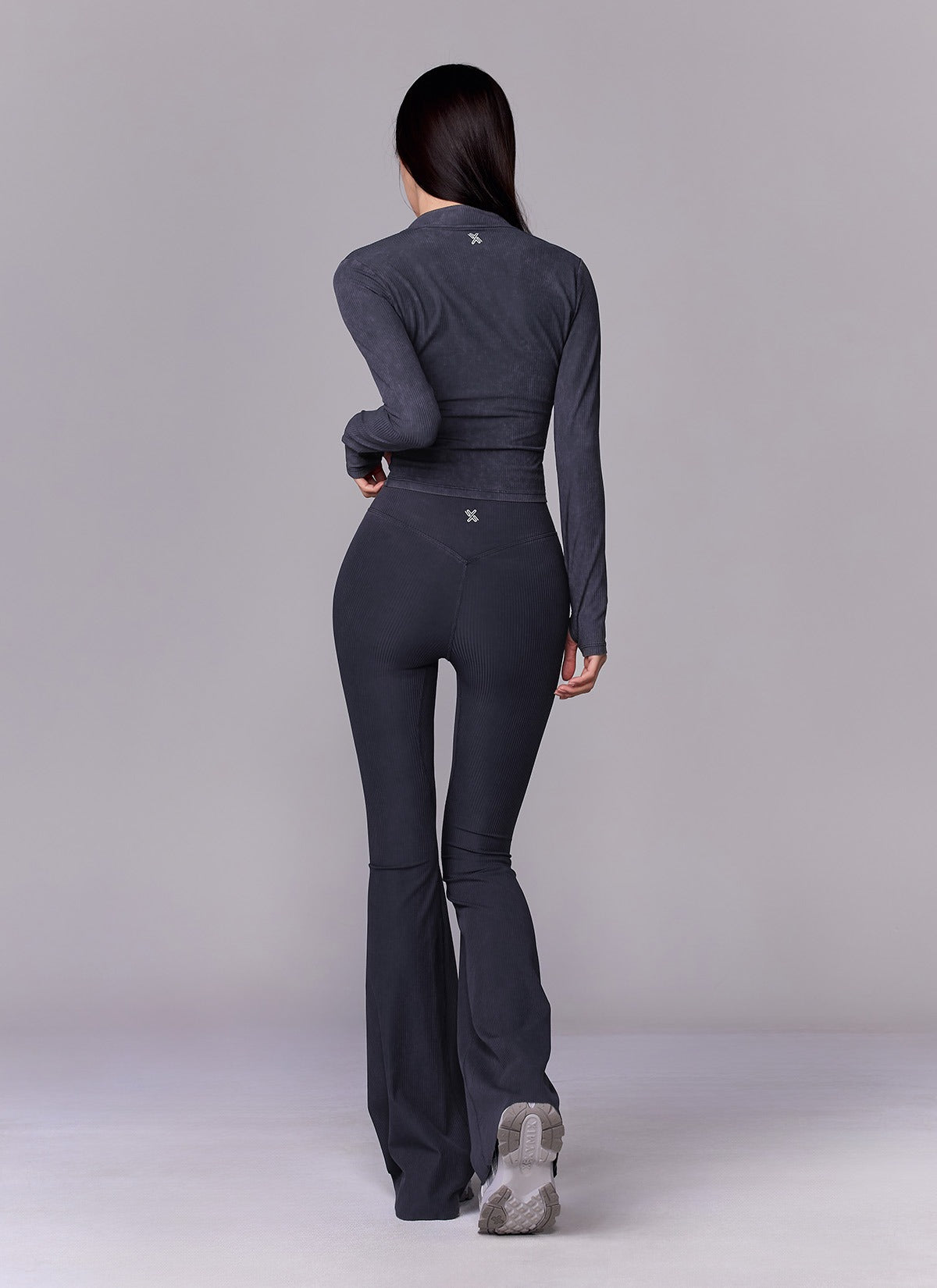 Washing Ribbed Flare Bootcut Sports Leggings