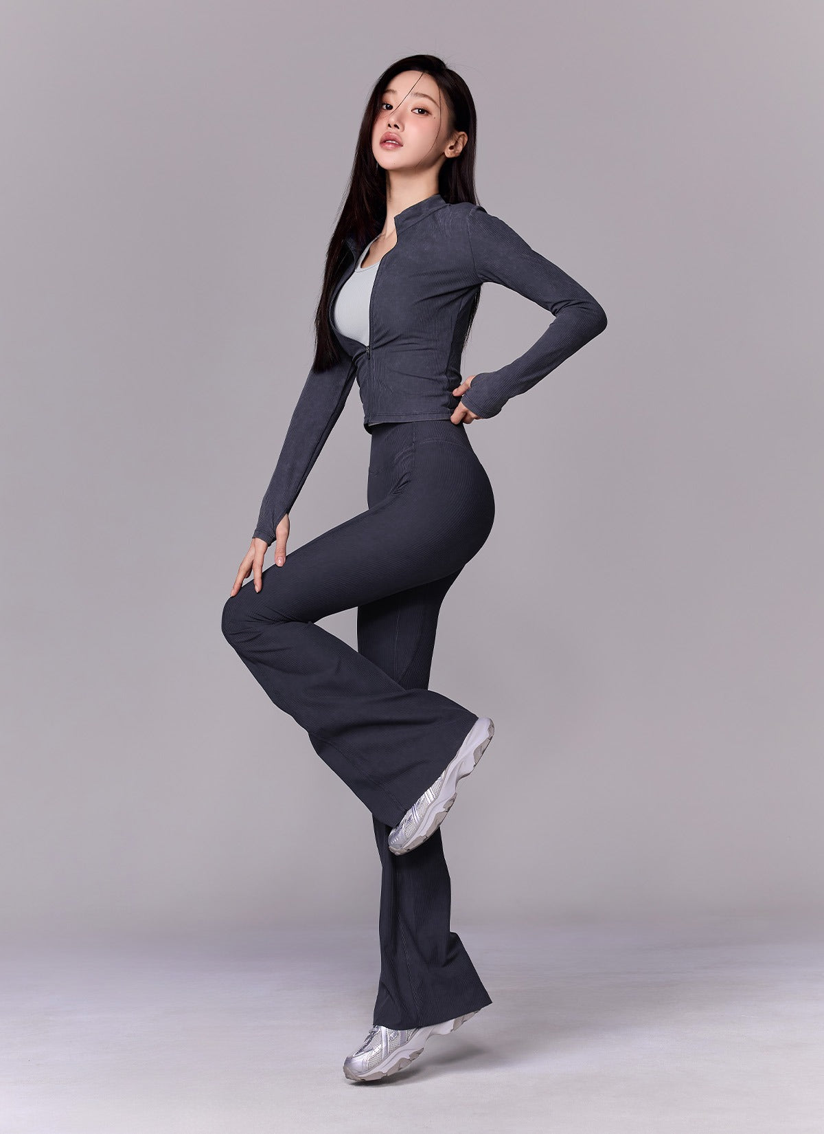 Washing Ribbed Flare Bootcut Sports Leggings