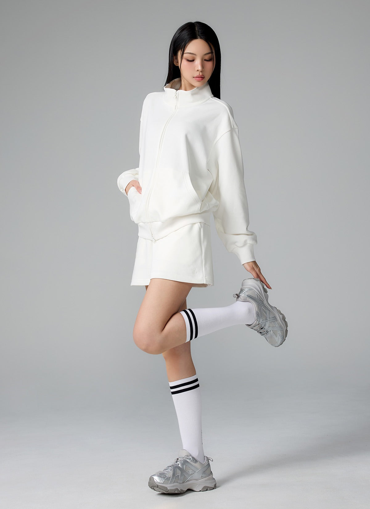 Soft Cotton Highneck Zip Up Sports Jacket