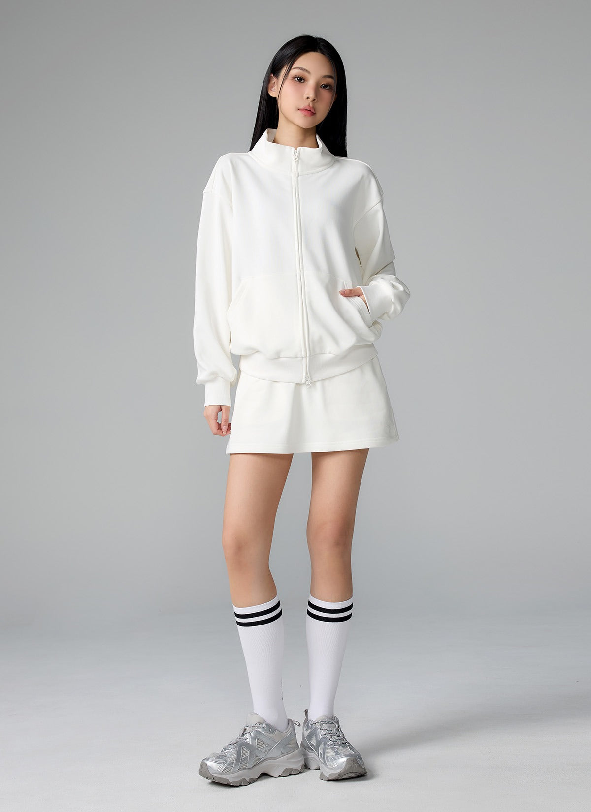 Soft Cotton Highneck Zip Up Sports Jacket