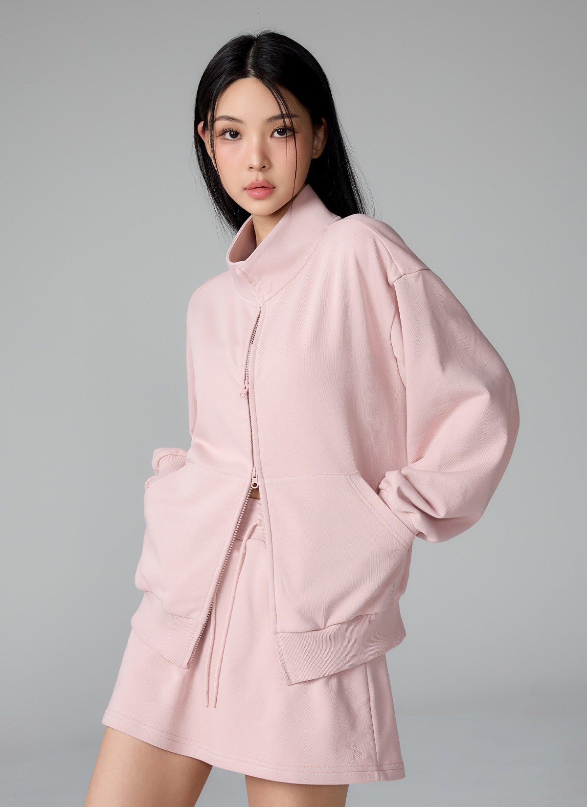Soft Cotton Highneck Zip Up Sports Jacket