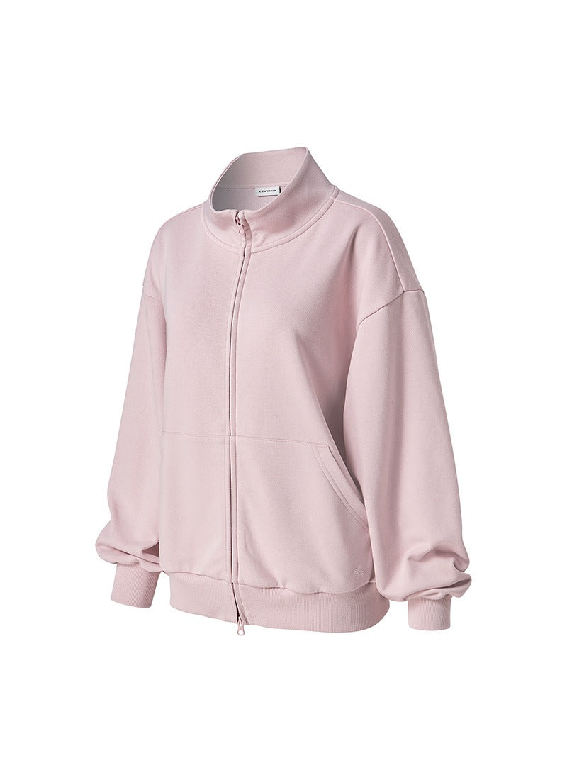 Soft Cotton Highneck Zip Up Sports Jacket