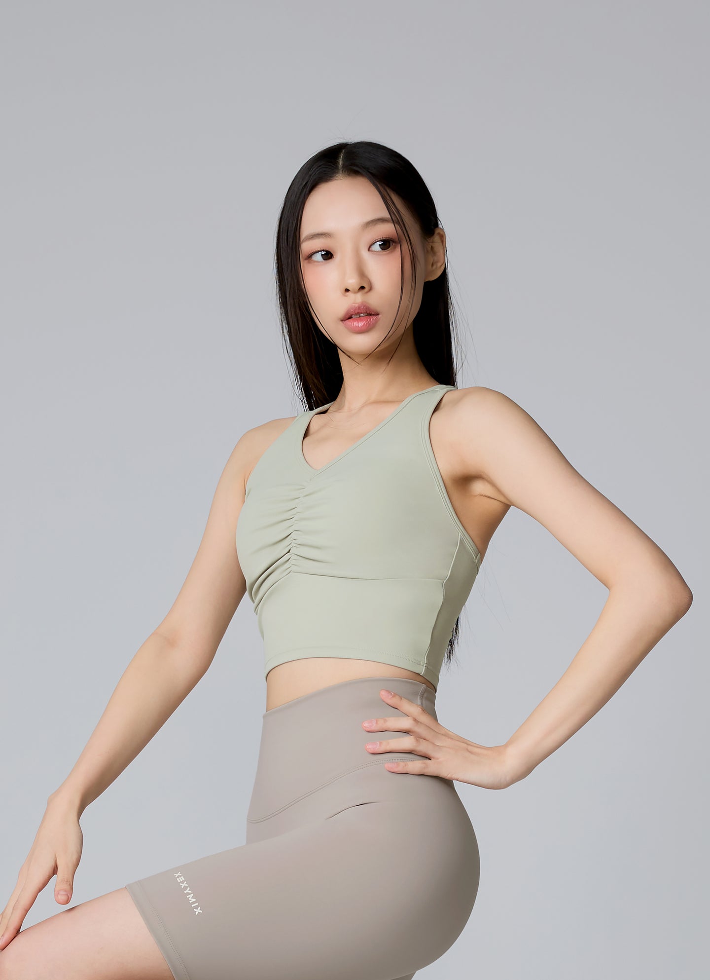 Black Label Signature Power Rise Shirring Crop Top
