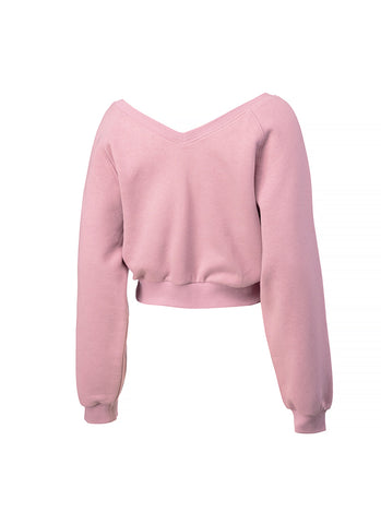 Softly Napping V-neck Crop Swear Shirts