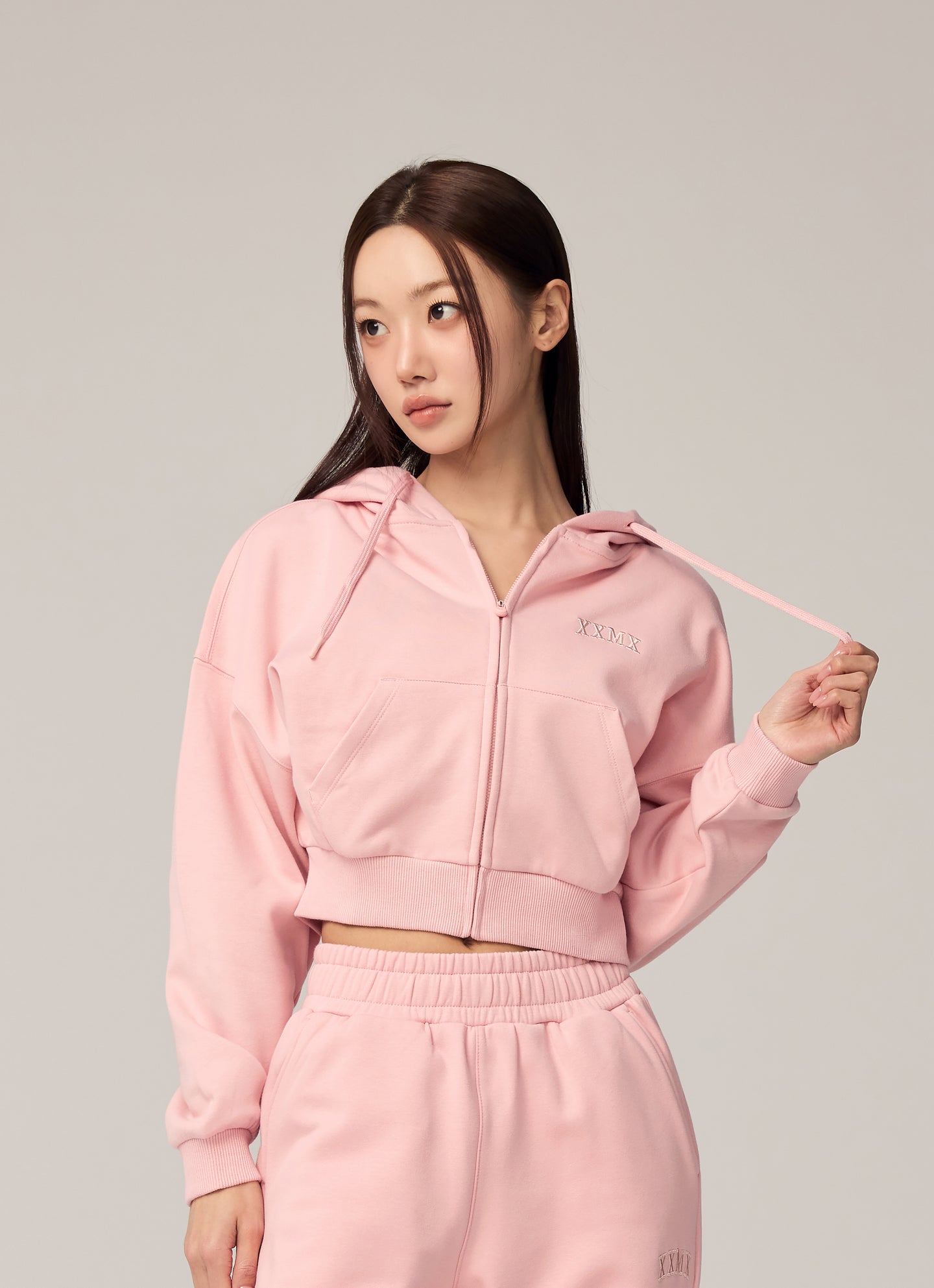 Warm Cotton Crop Hood Zip-up