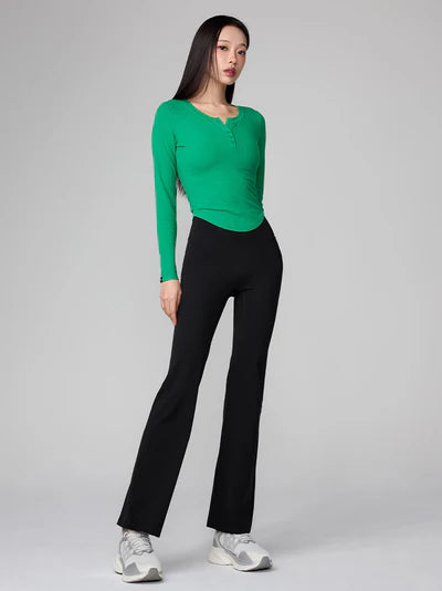 Soft Ribbed Button Long Sleeve