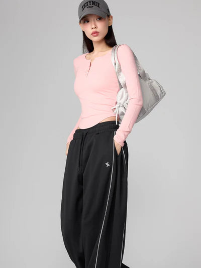 Soft Ribbed Button Long Sleeve