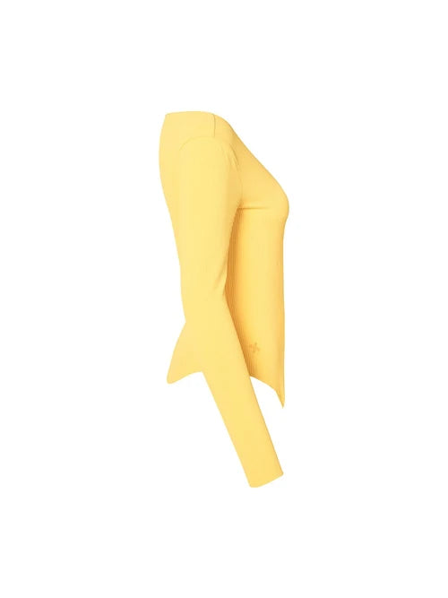 Ribbed Front Slit Long Sleeve