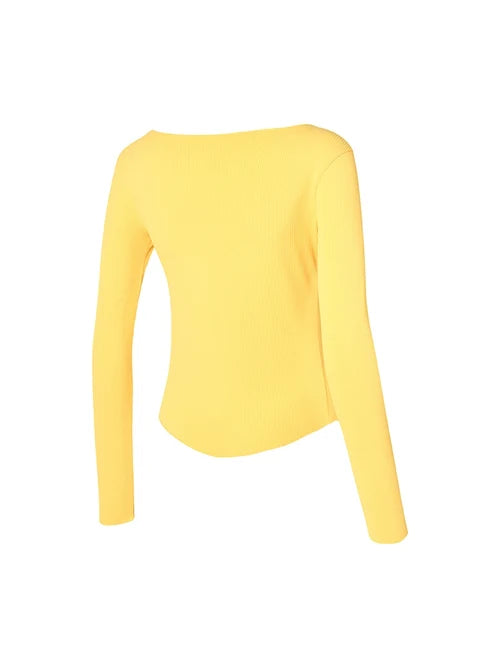 Ribbed Front Slit Long Sleeve